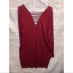 Forever 21 Dark Red Long Sleeve Bodycon Dress